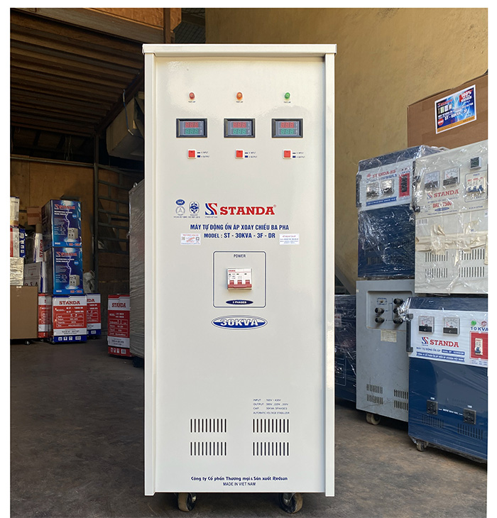 Ổn áp Standa 30kva dải 160v-430v mặt